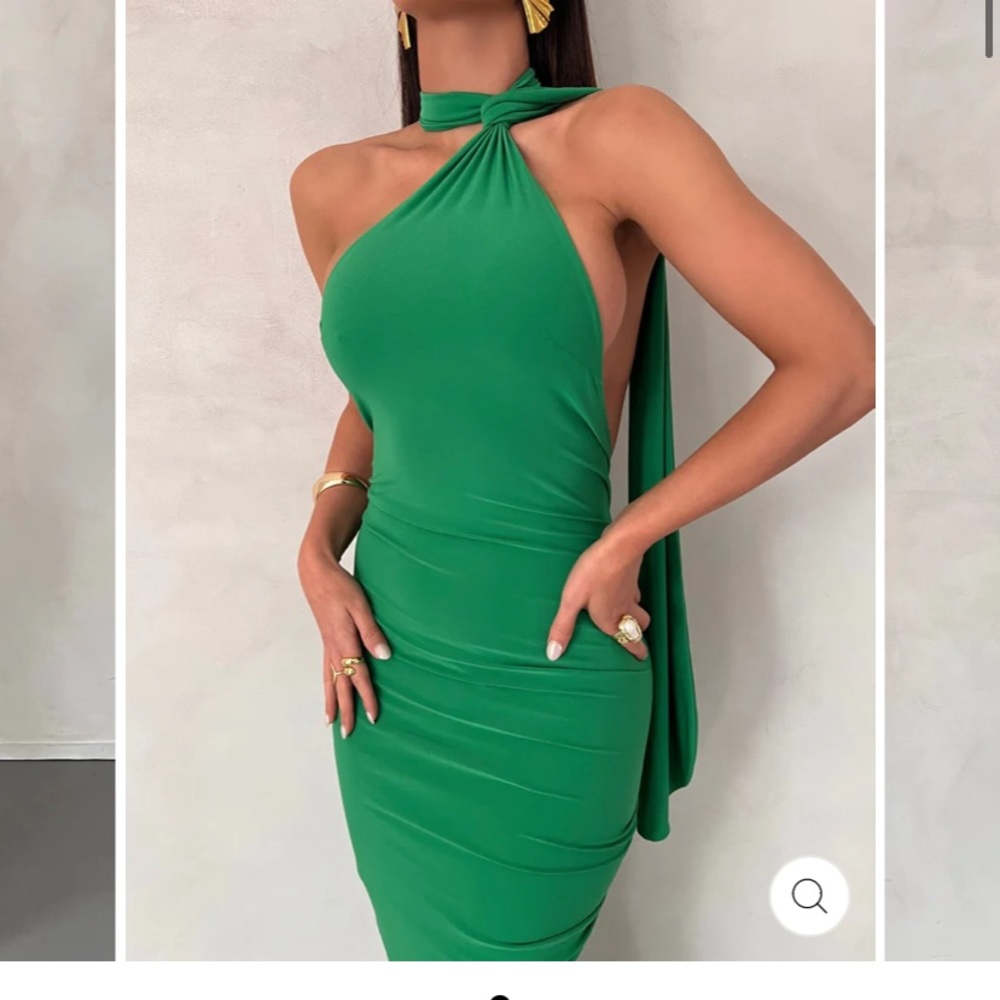 Green backless gown